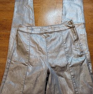 H&M Silver Jeggins Pants Womens Skinny Futurist Outfit Space Shiny